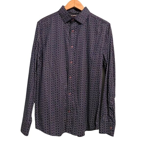 Karl Lagerfeld Paris Logo Front Button Long Sleeve Shirt in Men's Size Medium - Picture 1 of 10